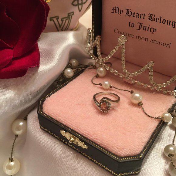 RARE vintage 10k white gold pink sapphire ring with diamonds - Picture 6 of 11